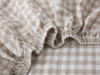 Linen Fitted Sheet - Beige Gingham