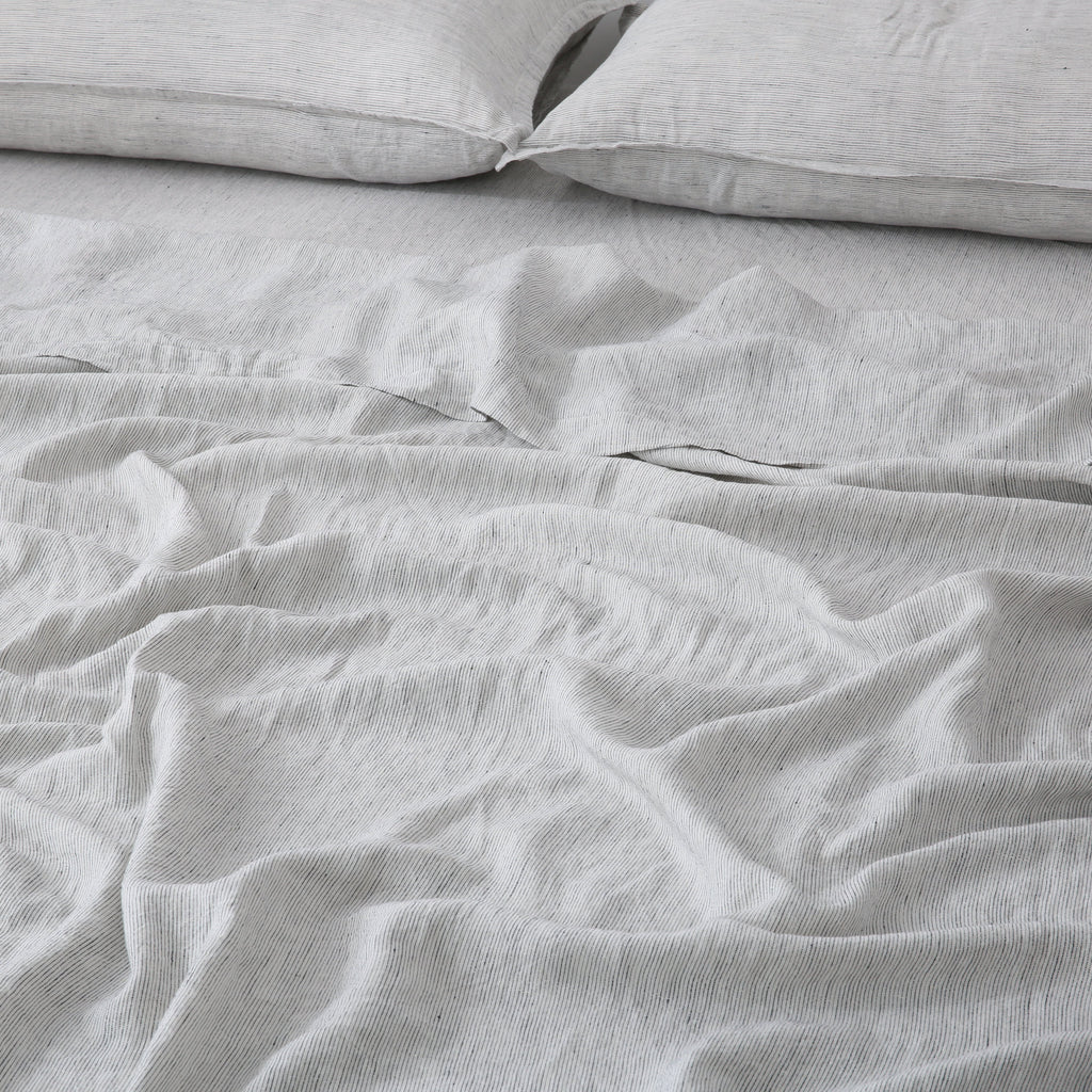 Linen Flat Sheet - Pinstripe