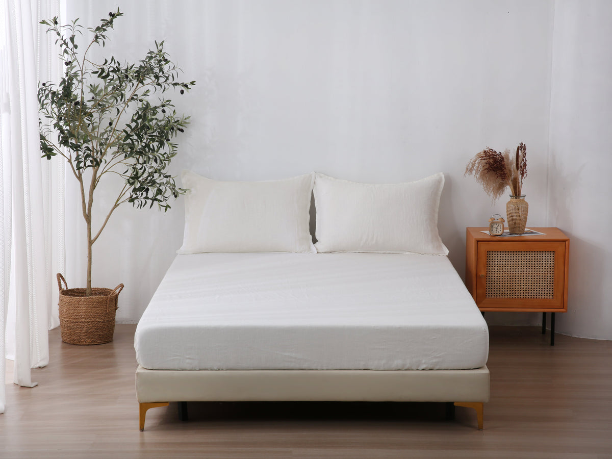 Linen Fitted Sheet - Cloud