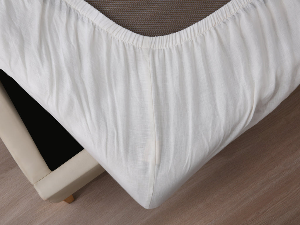 Linen Fitted Sheet - Cloud
