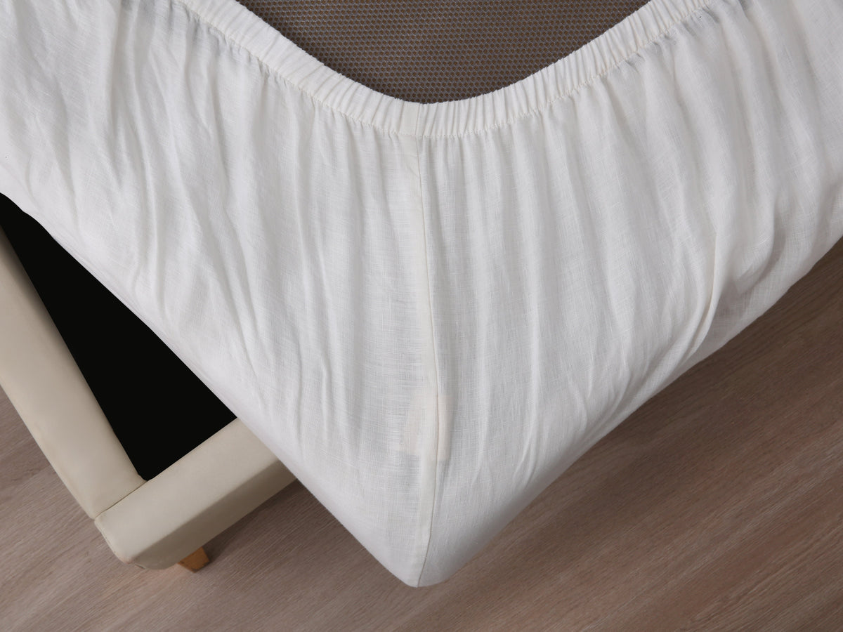 Linen Fitted Sheet - Cloud