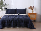 Quilted Linen Blanket - Ocean + Sand