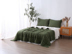 Quilted Linen Blanket - Forest + Sand