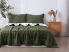 Quilted Linen Blanket - Forest + Sand