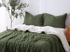 Quilted Linen Blanket - Forest + Sand