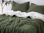 Quilted Linen Blanket - Forest + Sand
