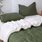 Quilted Linen Blanket - Forest + Sand