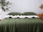 Quilted Linen Blanket - Forest + Sand