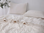 Quilted Linen Blanket - Cloud + Sand Stripe