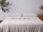 Quilted Linen Blanket - Cloud + Sand Stripe