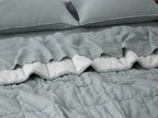 Quilted Linen Blanket - Sage + Pinstripe