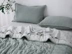 Quilted Linen Blanket - Sage + Pinstripe
