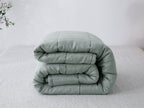 Quilted Linen Blanket - Sage + Pinstripe