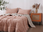Quilted Linen Blanket - Pink Clay + Beige Gingham