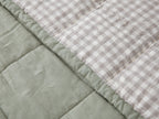 Quilted Linen Blanket - Fern + Beige Gingham