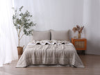 Quilted Linen Blanket - Sand + Snow