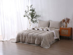 Quilted Linen Blanket - Sand + Snow