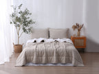 Quilted Linen Blanket - Sand + Snow