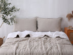 Quilted Linen Blanket - Sand + Snow