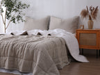 Quilted Linen Blanket - Sand + Snow