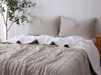 Quilted Linen Blanket - Sand + Snow