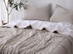 Quilted Linen Blanket - Sand + Snow