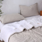 Quilted Linen Blanket - Sand + Snow
