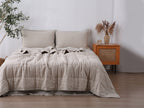 Quilted Linen Blanket - Beige Gingham