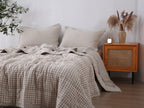 Quilted Linen Blanket - Beige Gingham