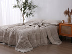 Quilted Linen Blanket - Beige Gingham