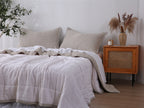 Quilted Linen Blanket - Sand + Snow