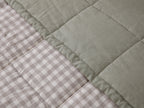 Quilted Linen Blanket - Fern + Beige Gingham