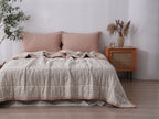 Quilted Linen Blanket - Pink Clay + Beige Gingham