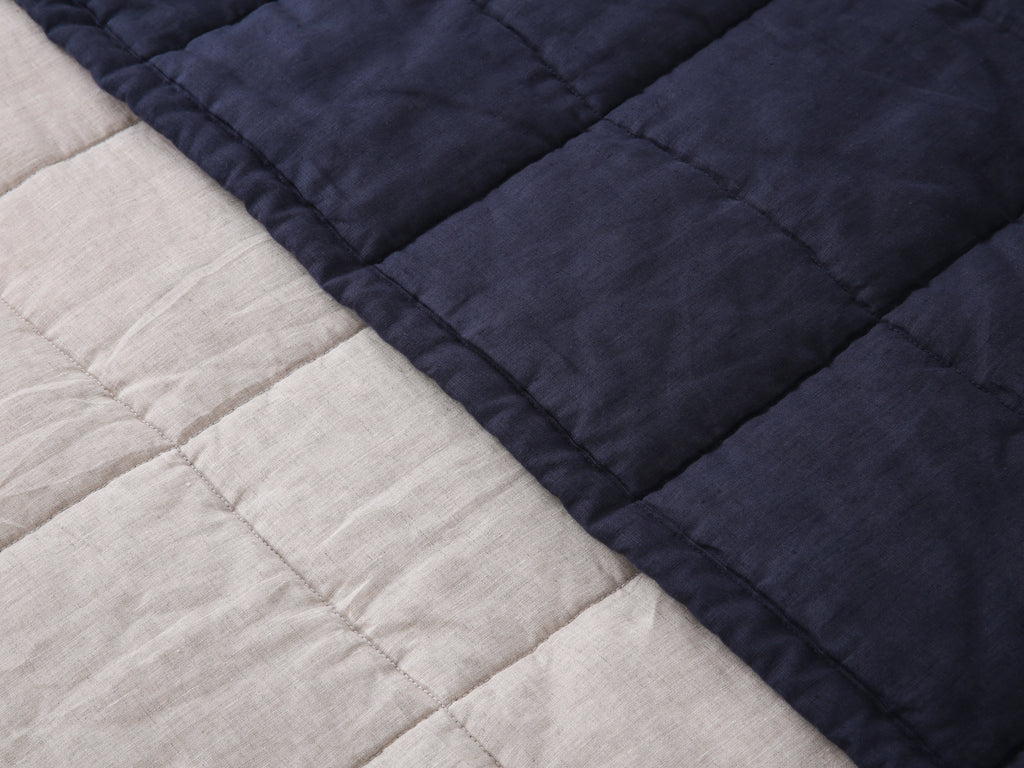 Quilted Linen Blanket - Ocean + Sand