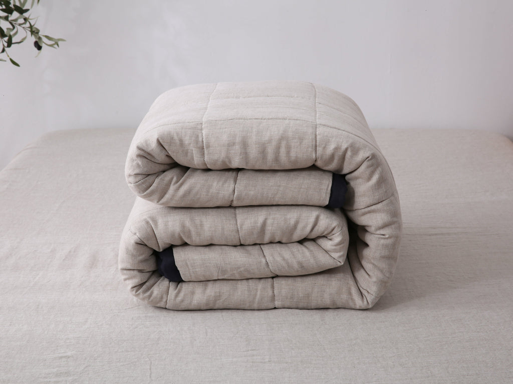 Quilted Linen Blanket - Ocean + Sand