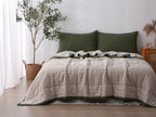 Quilted Linen Blanket - Forest + Sand