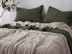 Quilted Linen Blanket - Forest + Sand