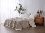 Quilted Linen Blanket - Cloud + Sand Stripe