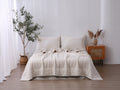 Quilted Linen Blanket - Cloud + Sand Stripe