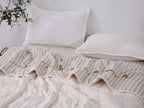 Quilted Linen Blanket - Cloud + Sand Stripe