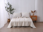 Quilted Linen Blanket - Cloud + Sand Stripe