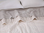 Quilted Linen Blanket - Cloud + Sand Stripe
