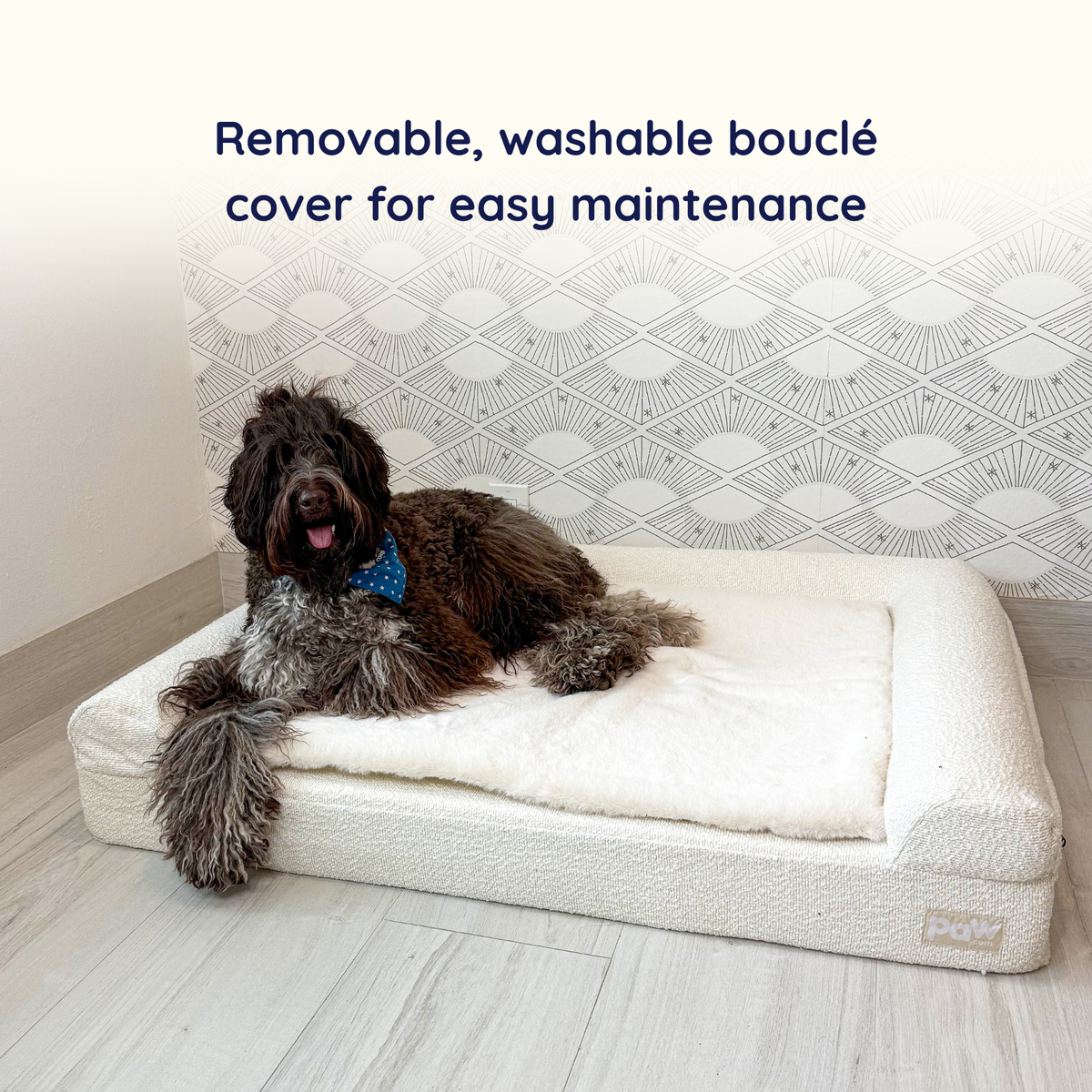 PupLuxe™ 3-Bolster Dog Bed - Cream Bouclé