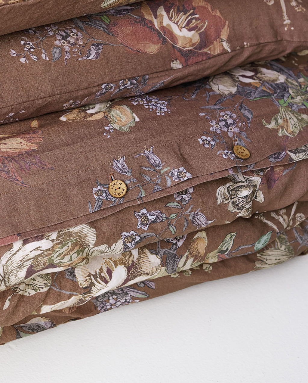 Heritage garden print linen duvet cover