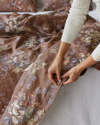 Heritage garden print linen duvet cover