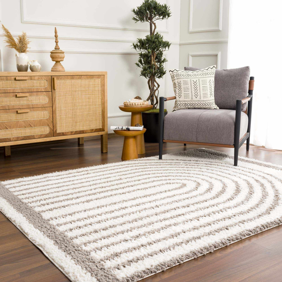 Contour Stripe Shag Area Rug