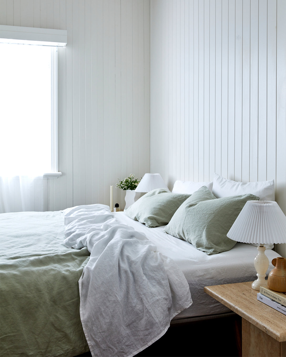 White 100% French Flax Linen Flat Sheet