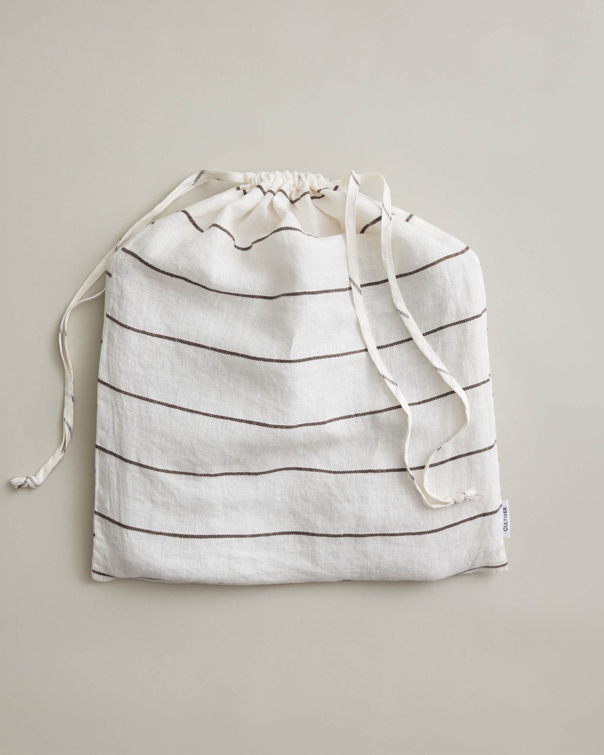 Linen Duvet Cover - Truffle Stripe