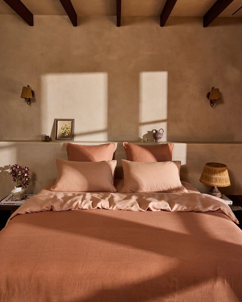Terracotta 100% French Flax Linen Flat Sheet
