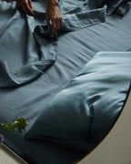 Silk Linen Flip Pillowcase - Bluestone